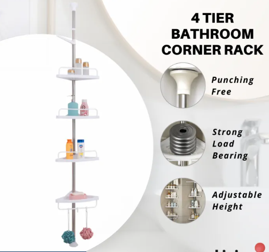 4 Tier Bathroom Multi Corner Shelf Rack