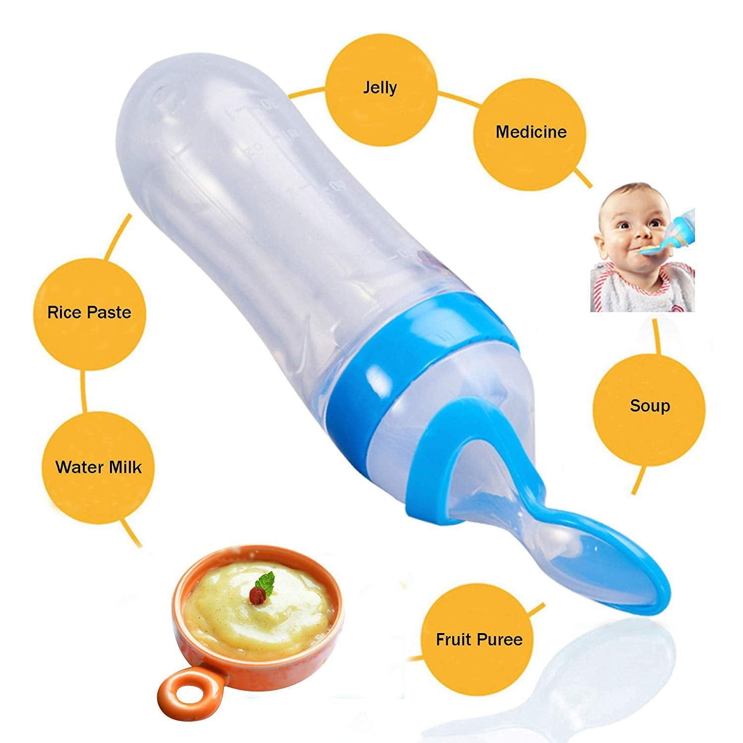 Multicolor Silicone Squeeze Feeding Bottle