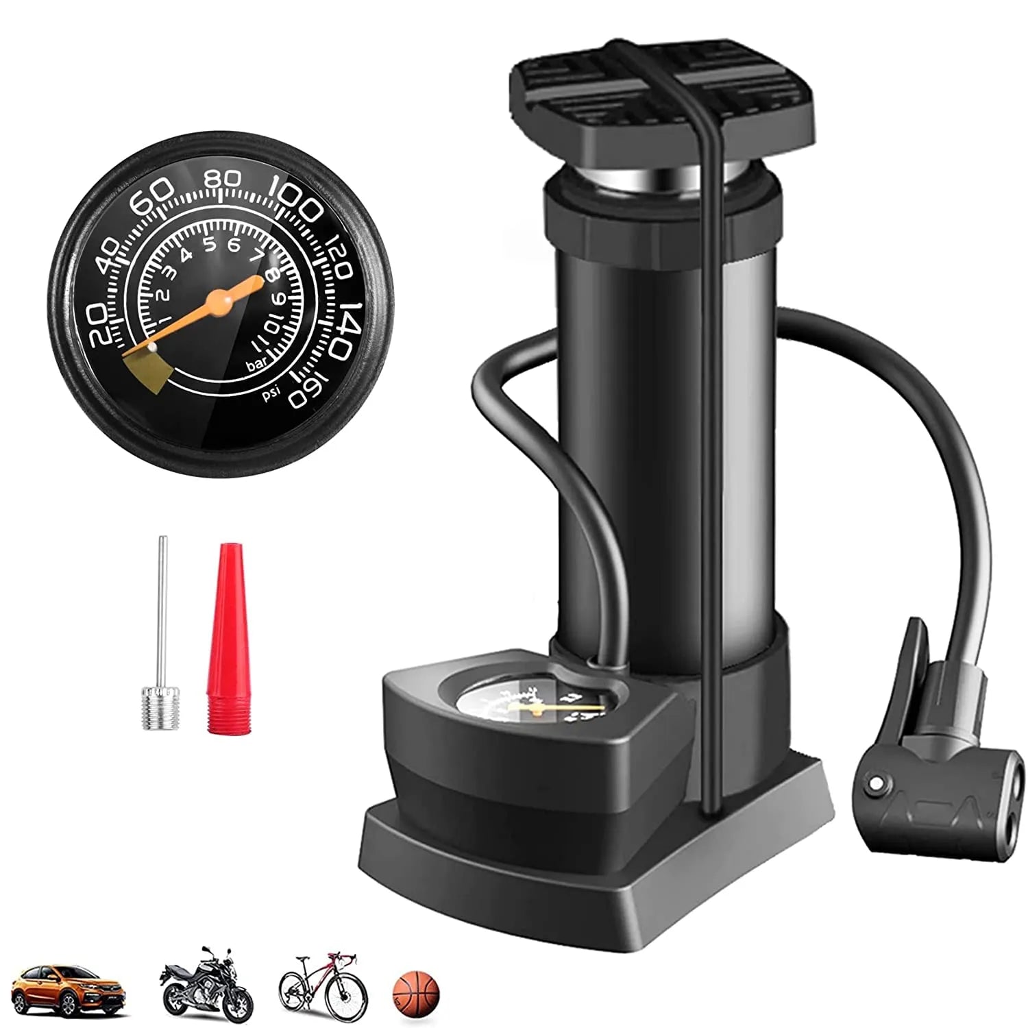 Portable Mini Foot Air Pump with Meter